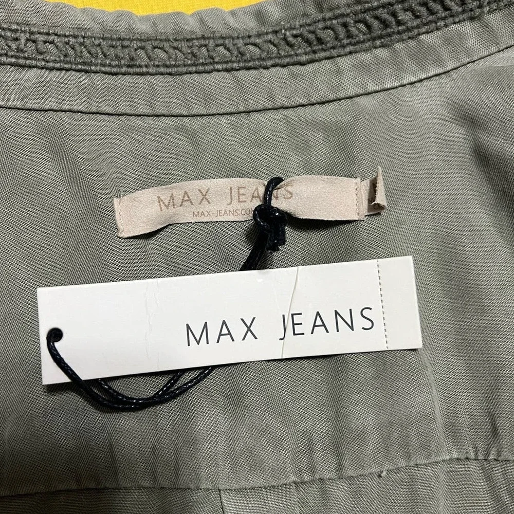Max Jeans Army Green Sleeveless Utility Jacket Vest Tencel Womens Medium NWT